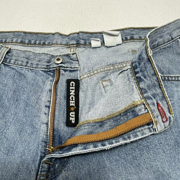 Vintage 90s Cinch Up Straight Jeans Men Size 40x34 Classic Retro Outdoor Washed - Picture 3 of 10